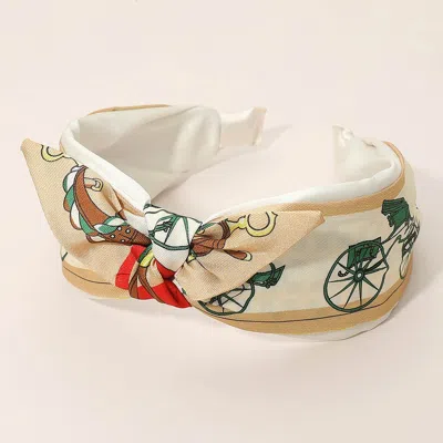 Fashnzfab Equestrian Pattern Printed Knot Headband In Multi