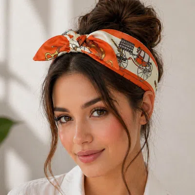 Fashnzfab Equestrian Pattern Printed Knot Headband In Multi