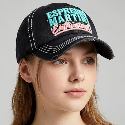 Fashnzfab Espresso Martini Social Club Embroidered Accented Vintage Baseball Cap In Black