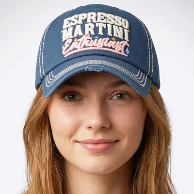 Fashnzfab Espresso Martini Social Club Embroidered Accented Vintage Baseball Cap In Blue