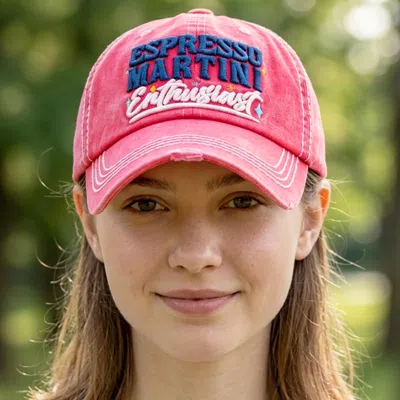 Fashnzfab Espresso Martini Social Club Embroidered Accented Vintage Baseball Cap In Pink