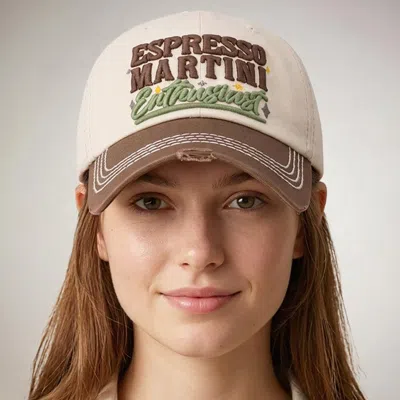 Fashnzfab Espresso Martini Social Club Embroidered Accented Vintage Baseball Cap In Sand