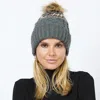 Fashnzfab Ethnic Knit Beanie With Pom Pom In Gray