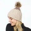 Fashnzfab Ethnic Knit Beanie With Pom Pom In Sand