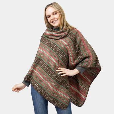 Fashnzfab Ethnic Patterned Poncho In Brown