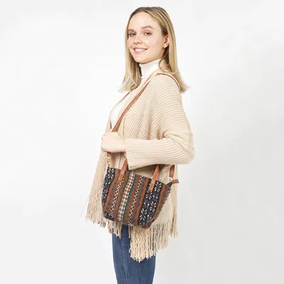 Fashnzfab Ethnic Patterned Tote / Crossbody Bag In Brown