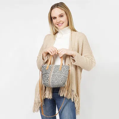 Fashnzfab Ethnic Patterned Tote / Crossbody Bag In Gray