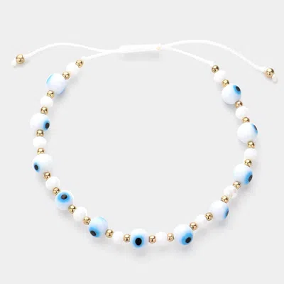 Fashnzfab Evil Eye Beaded Adjustable Cinch Pull Tie Bracelet In Multi