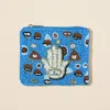 Fashnzfab Evil Eye Hamsa Hand Seed Beaded Mini Pouch Bag In Blue