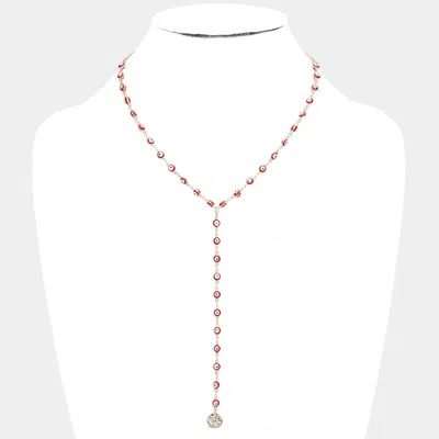 Fashnzfab Evil Eye Link Y Necklace In Red