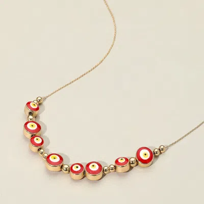 Fashnzfab Evil Eye Metal Ball Necklace In Multi