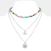 Fashnzfab Evil Eye Pendant Triple Layered Necklace In Metallic