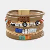 Fashnzfab Evil Eye Pointed Faux Leather Magnetic Bracelet Brown In Brown