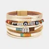 Fashnzfab Evil Eye Pointed Faux Leather Magnetic Bracelet Gold In Gold