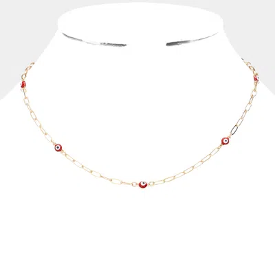 Fashnzfab Evil Eye Station Necklace In Gold