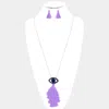 Fashnzfab Evil Eye Tassel Long Necklace In Multi