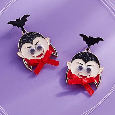 Fashnzfab Eye Pointed Enamel Bat Dracula Dangle Earrings In Multi