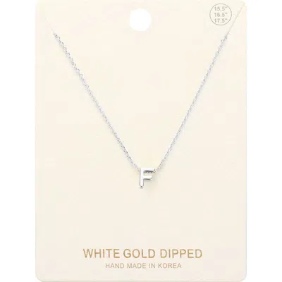 Fashnzfab -f- White Gold Dipped Initial Monogram Metal Pendant Necklace In Silver