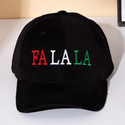 Fashnzfab Fa La La Message Embroidered Five Panel Canvas Snapback Baseball Cap In Black