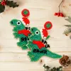 Fashnzfab Fa La Rawr Message Felt Back Seed Beaded Santa Hat Dinosaur - Green In Green