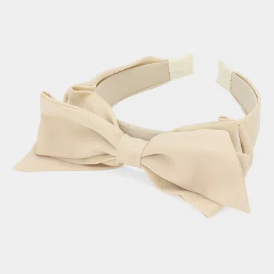 Fashnzfab Fabric Bow Headband In Neutral