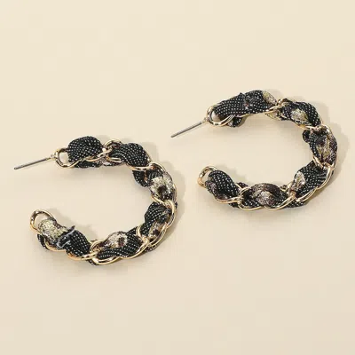 Fashnzfab Fabric Chain Hoop Earrings In Multi