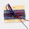 Fashnzfab Fabric Embroidery Flower With Suede Wrap Bracelet Royal Blue In Blue