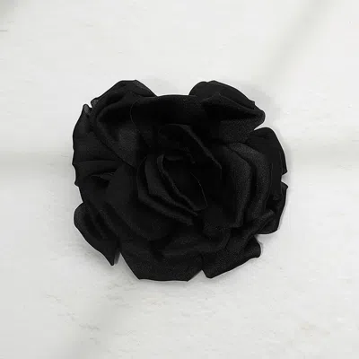 Fashnzfab Fabric Floral Hair Clip Hair Band Pin Brooch In Black