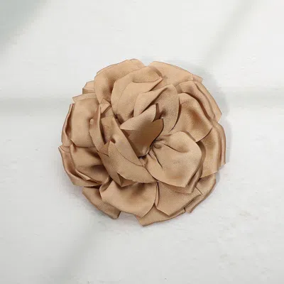 Fashnzfab Fabric Floral Hair Clip Hair Band Pin Brooch In Gold