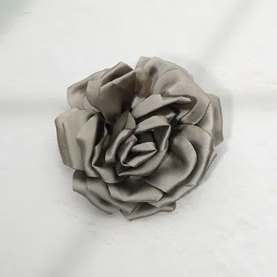Fashnzfab Fabric Floral Hair Clip Hair Band Pin Brooch In Gray