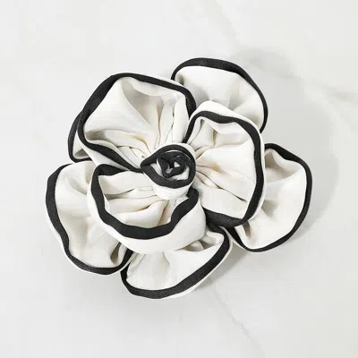 Fashnzfab Fabric Floral Pin Brooch In White