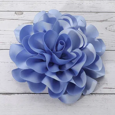 Fashnzfab Fabric Flower Brooch / Hair Clip / Hair Band In Blue
