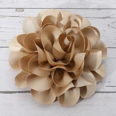 Fashnzfab Fabric Flower Brooch / Hair Clip / Hair Band In Brown