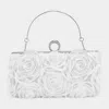 Fashnzfab Fabric Flower Embellished Evening Bag / Clutch Bag / Crossbody Bag In White
