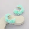 Fashnzfab Fabric Flower Hoop Earrings - Mint In Green