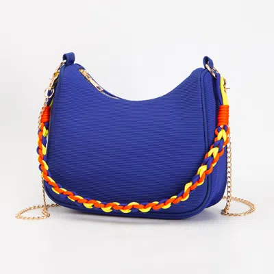 Fashnzfab Fabric Hobo Bag / Crossbody Bag In Blue