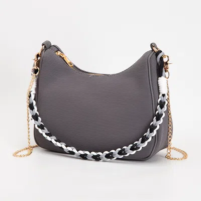 Fashnzfab Fabric Hobo Bag / Crossbody Bag In Gray