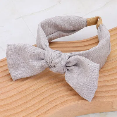 Fashnzfab Fabric Knot Bow Headband In Gray