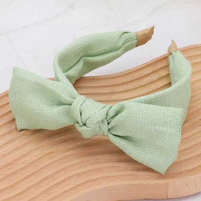 Fashnzfab Fabric Knot Bow Headband In Green