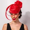 Fashnzfab Fabric Pointed Elastic String Dressy Hat In Red