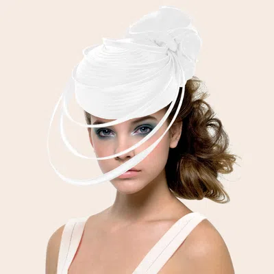 Fashnzfab Fabric Pointed Elastic String Dressy Hat In White