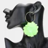 Fashnzfab Fabric Rose Dangle Earrings In Black