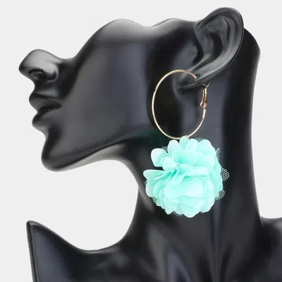 Fashnzfab Fabric Rose Dangle Earrings In Blue