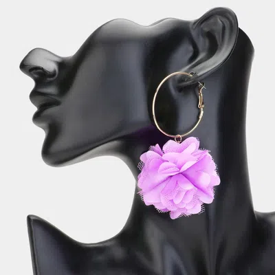 Fashnzfab Fabric Rose Dangle Earrings In Purple