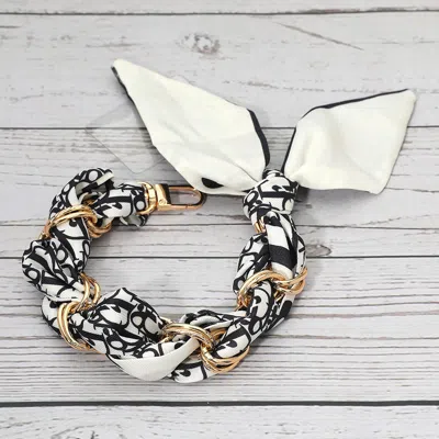 Fashnzfab Fabric Scarf Chain Phone Holder Bracelet Wristlet Strap In White