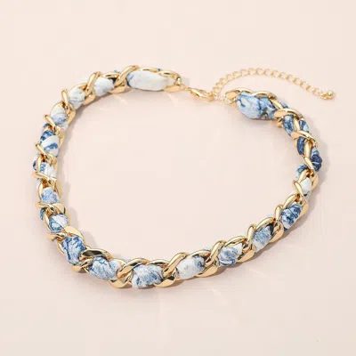 Fashnzfab Fabric Scarf Metal Chain Wrap Necklace In Multi