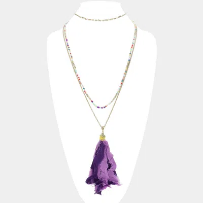 Fashnzfab Fabric Tassel Layered Choker Necklace In Metallic