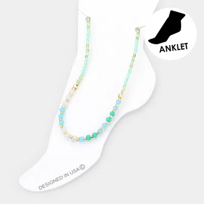 Fashnzfab Faceted Bead Accented Anklet In Pink