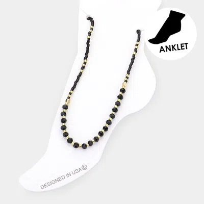 Fashnzfab Faceted Bead Accented Anklet In Silver