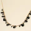 Fashnzfab Faceted Bead Charm Station Necklace In Black